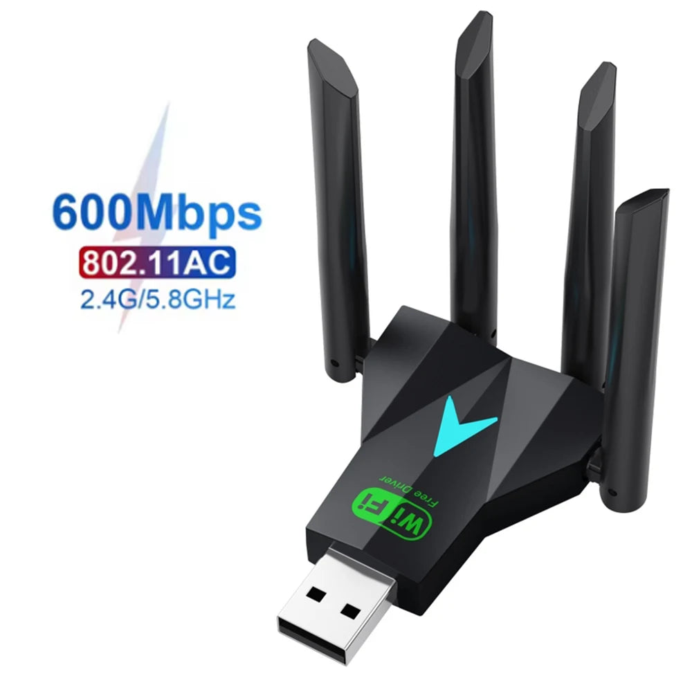 Dual Band 1300Mbps / 600M WiFi USB Adapter 2.4G/5Ghz Wi-Fi Dongle 802.11AC 4-Antenna Wireless Receiver For PC/Laptop Driver Free