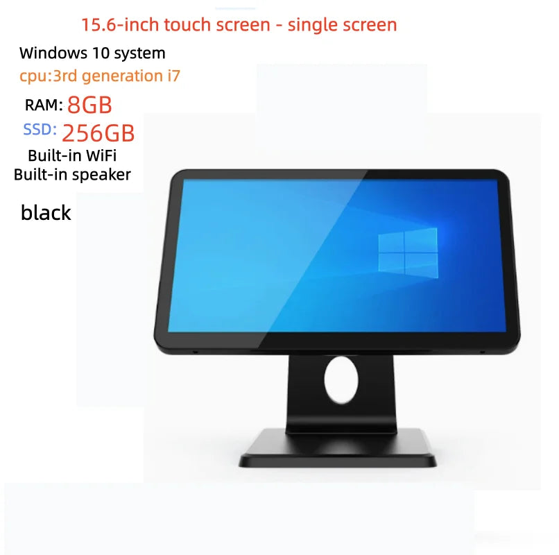 NEW 15.6 Inch Touch Screen Desktop POS Terminal Cash Register POS System All in One Windows 10 Support Folding PC I3 RAM 8GB