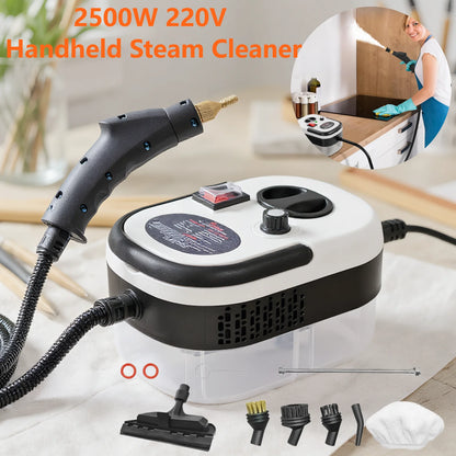 2500W 220V Handheld Steam Cleaner with Brush Heads Portable Home Pressurized High Temperature Cleaning Machine for Furniture Car