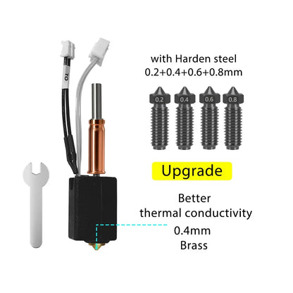 For Anycubic Kobra 3 V2 hotend 0.4mm Hardened Steel Brass Nozzle, Kobra 3 V2 Combo Accessories