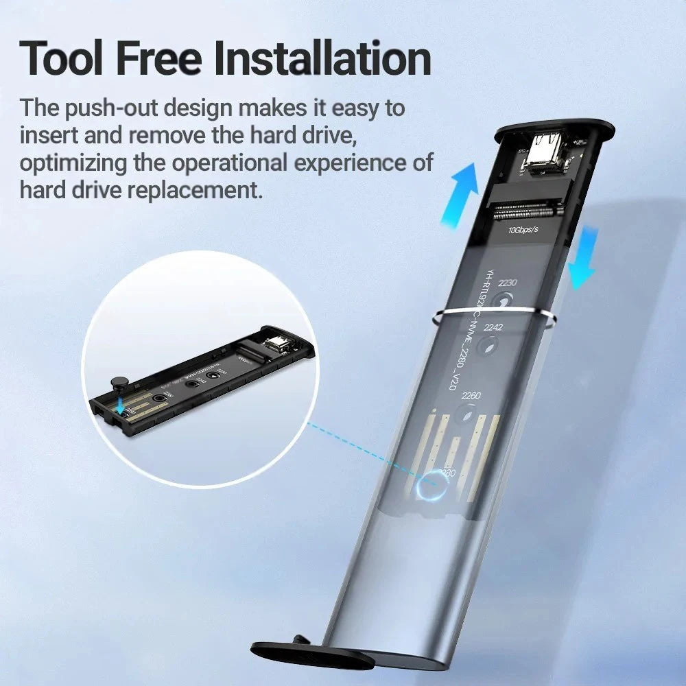 M.2 SATA NVMe Enclosure 10Gbps External SSD Case Type C USB 3.1 Hard Drive Adapter M.2 2230 2242 2260 2280 Storage Box for PC