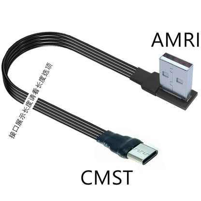 2M 3M USB-C Type C Male straighten/UP Down Angled 90 Degree to USB 2.0 Male Data Cable USB Type-c Flat Cable 0.1m/0.2m/0.5m/1m