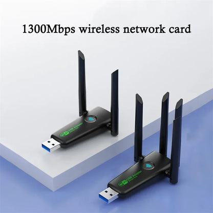 1200Mbps WiFi USB Adapter 2.4G+5Ghz Wi-Fi Dongle 4 Antenna 802.11AC USB3.0 High-Speed Wireless Card Receiver PC/Laptop