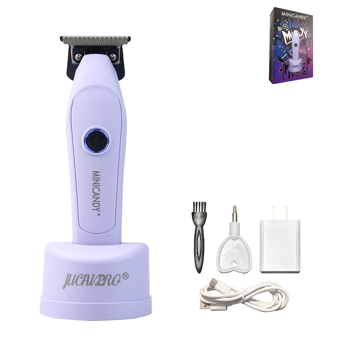 JUCAI MINICANDY JC08 Men's Hair Clipper DLC Zero Gapped Brushless Motor with Base Charger Professional Trimmer Finishing Machine