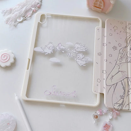 Korean Ins Anime Girl New Tablet Case For iPad Pro 11 12.9in 13 M4 M5 Case 9.7 10.2 5/6th 7/8/9 11th Mini Air 3 4 5 6 7 Cover