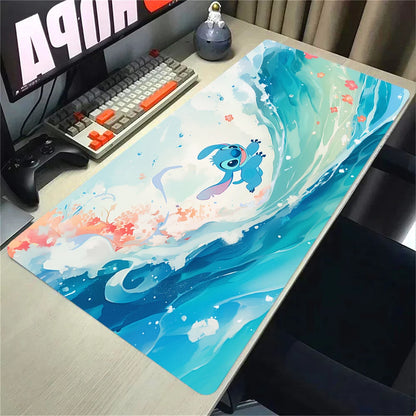 Cute Anime Stitch Mousepad Locking Edge Non-slip Mouse Pad HD Printing Computer Gamers Mausepad XXL Keyboard E-Sports Deskmat