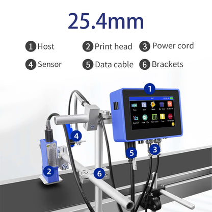 DCODE 130PLUS Industrial Online Inkjet Printer 12.7/25.4mm Nozzle with Plastic Shell QR Barcode Batch Number Logo Date Printer