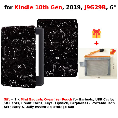 For Kindle 10th Generation Case + Mini Gadgets Organizer Pouch 6'' J9G29R 2019 Leather Cover Auto Wake/Sleep Kindle Skin Funda