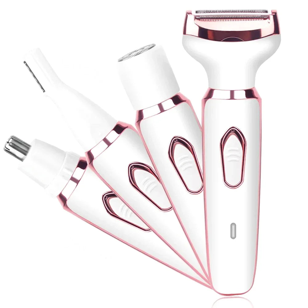 4 In 1 Painless Hair Removal Epilator Rechargeable Trimmer Women Body Razor Face Leg Armpit Bikini Pubic Shaver Hair Remover