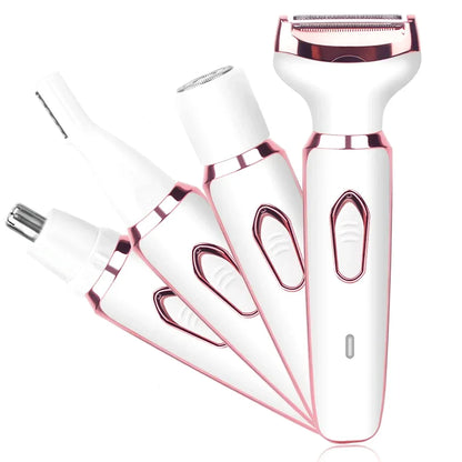 4 In 1 Painless Hair Removal Epilator Rechargeable Trimmer Women Body Razor Face Leg Armpit Bikini Pubic Shaver Hair Remover