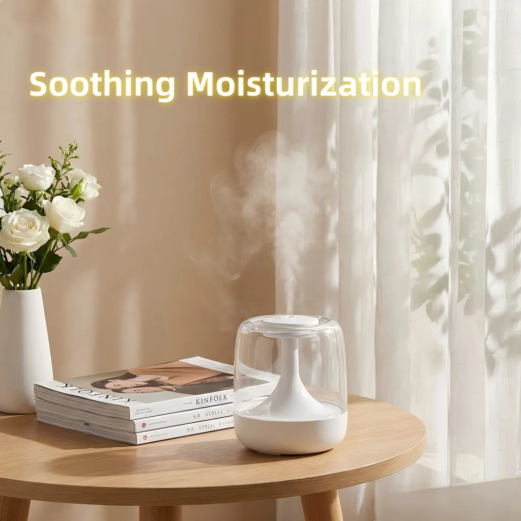 Small Home Humidifier for Bedroom, Large Mist Aroma Diffuser with Ambient Light, Super High Fog Output USB Air Humidifier