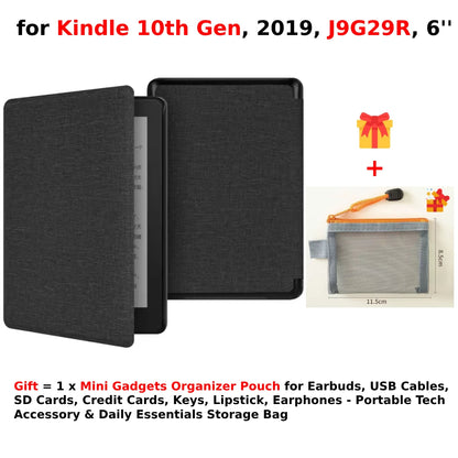 For Kindle 10th Generation Case + Mini Gadgets Organizer Pouch 6'' J9G29R 2019 Leather Cover Auto Wake/Sleep Kindle Skin Funda