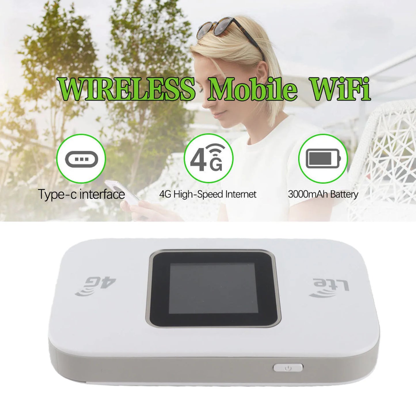 4G LTE WiFi Modem Hotspot Professional 300Mbps High Speed Color Screen 4G Mobile WiFi Router for Mobile Phone Laptop Tablet