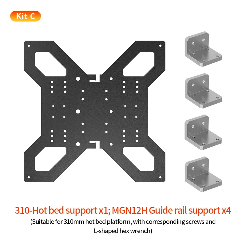 3D Printer Upgrade Y Axis Hot Bed Support Plate 3D Parts for 310mm Aluminum Heatbed Hotbed Platform compatibility Linear Rail