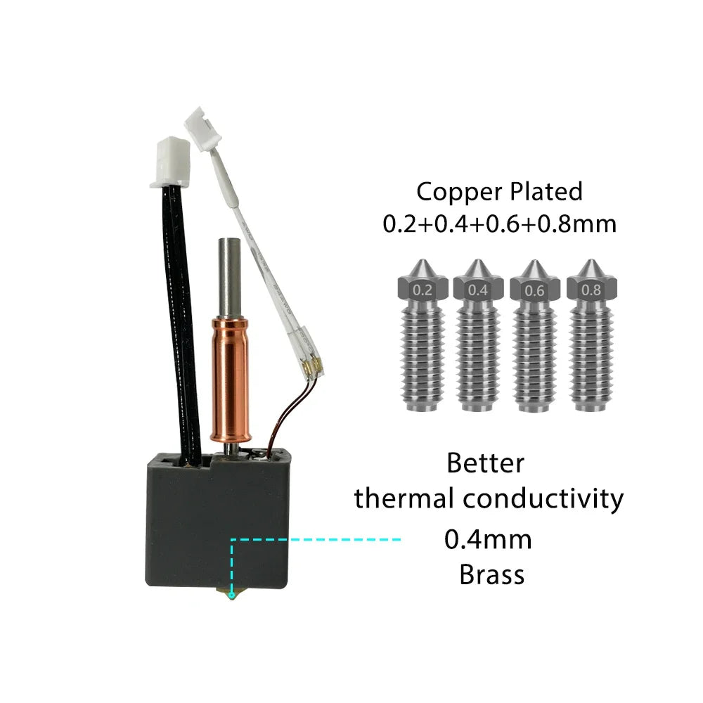 For Anycubic Kobra 3 V2 hotend 0.4mm Hardened Steel Brass Nozzle, Kobra 3 V2 Combo Accessories