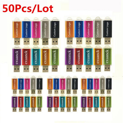 50pcs/lot Metal Usb Flash Drive 128GB Pendrive 64gb Cle High Speed Memoria Usb Stick 32GB 16GB 4GB Pen Drive Free Custom Logo
