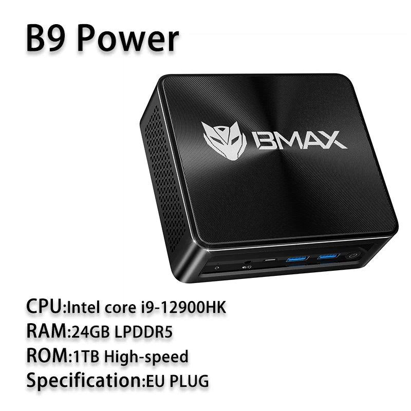 BMAX B9 Power Mini PC with Intel i9-12900HK 14-Core, 24GB DDR5 1TB NVMe SSD, Windows 11, Iris Xe Graphics, Dual 4K, WiFi 6