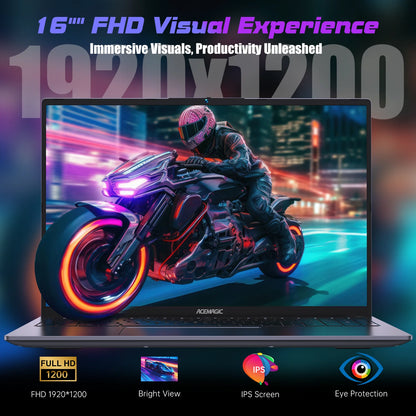 ACEMAGIC Laptop 16” FHD Gaming Laptop AMD Ryzen 7 6800H 16GB RAM 512GB SSD Windows 11 Pro Notebook Backlit KB Wifi6 BT5.2