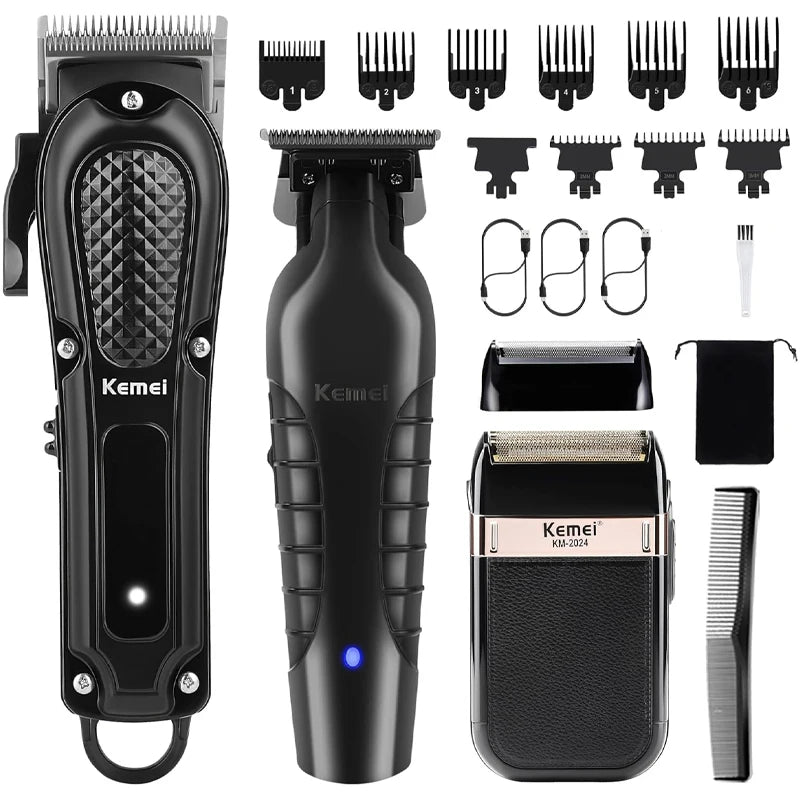 Kemei KM-1071 KM-2299 KM-2024 Hair Clippers for Men Hair Trimmer Electric Foil Rechargeable Electric Shaver Barber Hair Cutting