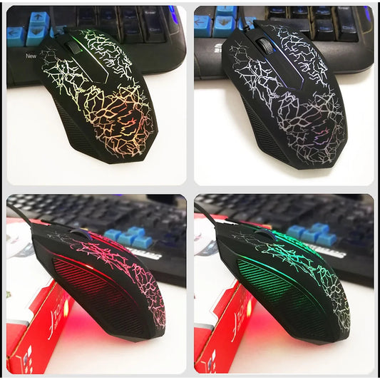 Protable Wired Gaming Mouse USB Port Ergonomic 2400 DPI Adjustable RGB Optical Comfortable Grip for Gaming Computer Accessories