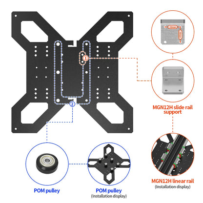 3D Printer Upgrade Y Axis Hot Bed Support Plate 3D Parts for 310mm Aluminum Heatbed Hotbed Platform compatibility Linear Rail