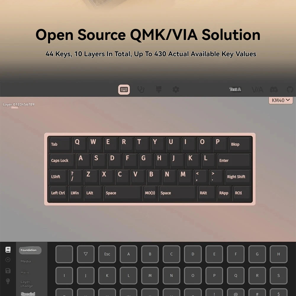 MMD KM40 Mechanical Keyboard Wireless Tri-mode O-Ring Hot-Swap Custom Designer 40% Aluminum Office Gaming Keyboard VIA/QMK Gift