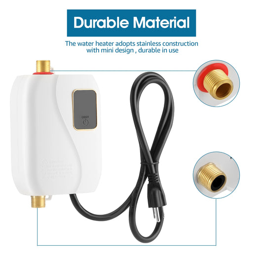 Electric Tankless Water Heater Instant Hot Shower Kitchen Heater 110V 3000W US