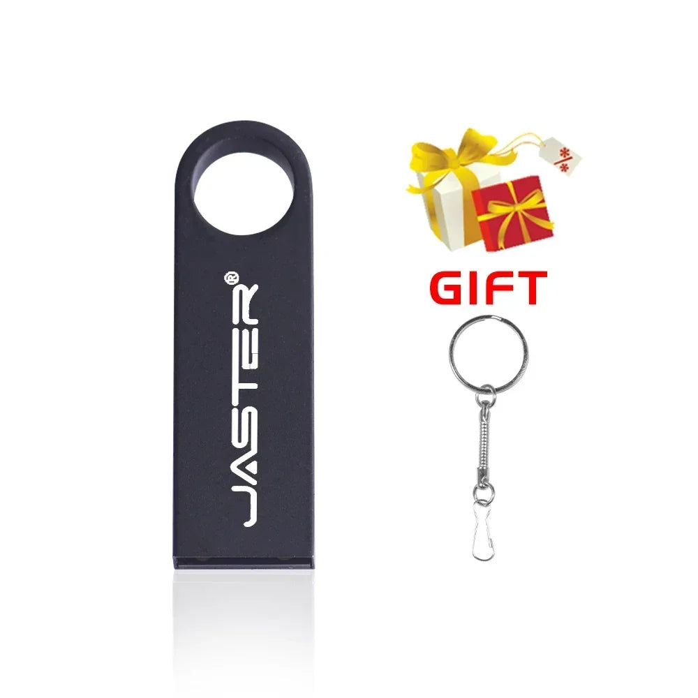 JASTER Metal USB 2.0 Flash Drives 128GB High Speed Pen Drive 64GB 32GB with Key Chain Memory Stick 16GB Creative Gift USB Stick
