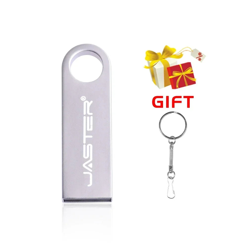 JASTER Metal USB 2.0 Flash Drives 128GB High Speed Pen Drive 64GB 32GB with Key Chain Memory Stick 16GB Creative Gift USB Stick