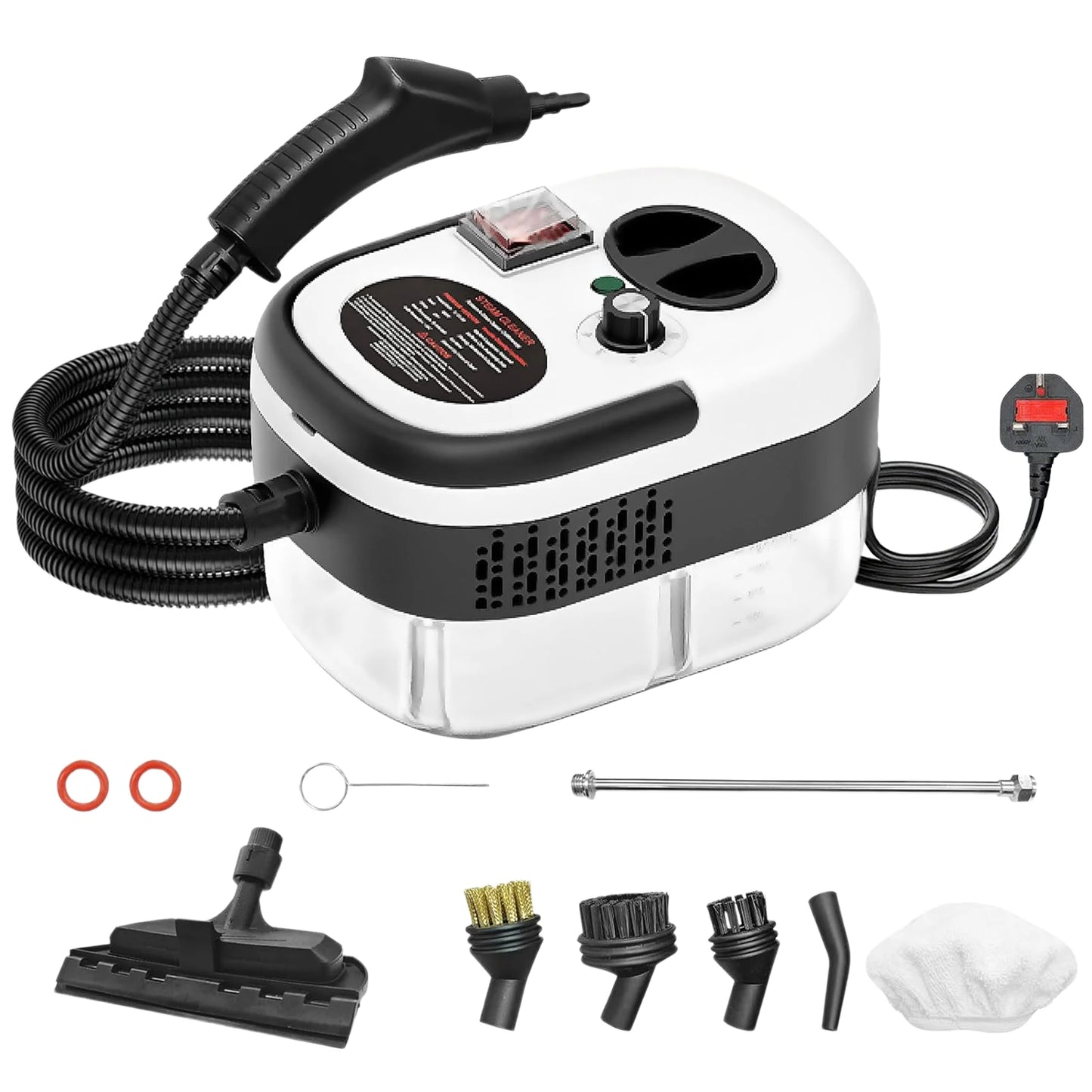 2500W 220V Handheld Steam Cleaner with Brush Heads Portable Home Pressurized High Temperature Cleaning Machine for Furniture Car
