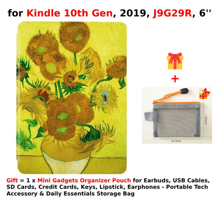 For Kindle 10th Generation Case + Mini Gadgets Organizer Pouch 6'' J9G29R 2019 Leather Cover Auto Wake/Sleep Kindle Skin Funda