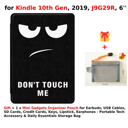 For Kindle 10th Generation Case + Mini Gadgets Organizer Pouch 6'' J9G29R 2019 Leather Cover Auto Wake/Sleep Kindle Skin Funda