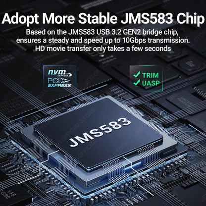 JEYI 2230 M.2 NVMe Enclosure with Touch Control, USB3.2 GEN2 10Gbps PCIe SSD Case With Write/Read Protection, Support UASP TRIM