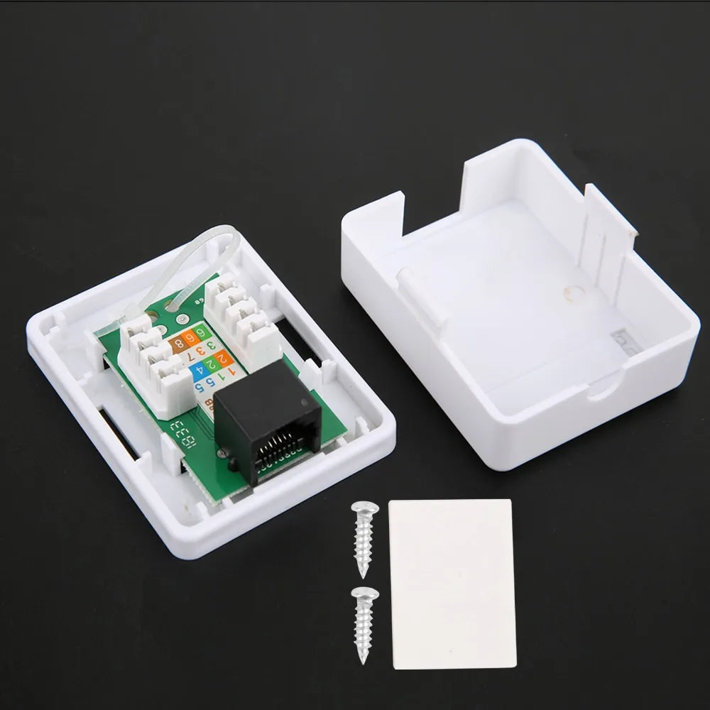 2Pcs Cat6 RJ45 Surface Mount Box Non-Shielded Single Port Surface Mount Box RJ45-8P8C ABS Single Port Mount Box Network