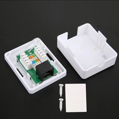 2Pcs Cat6 RJ45 Surface Mount Box Non-Shielded Single Port Surface Mount Box RJ45-8P8C ABS Single Port Mount Box Network