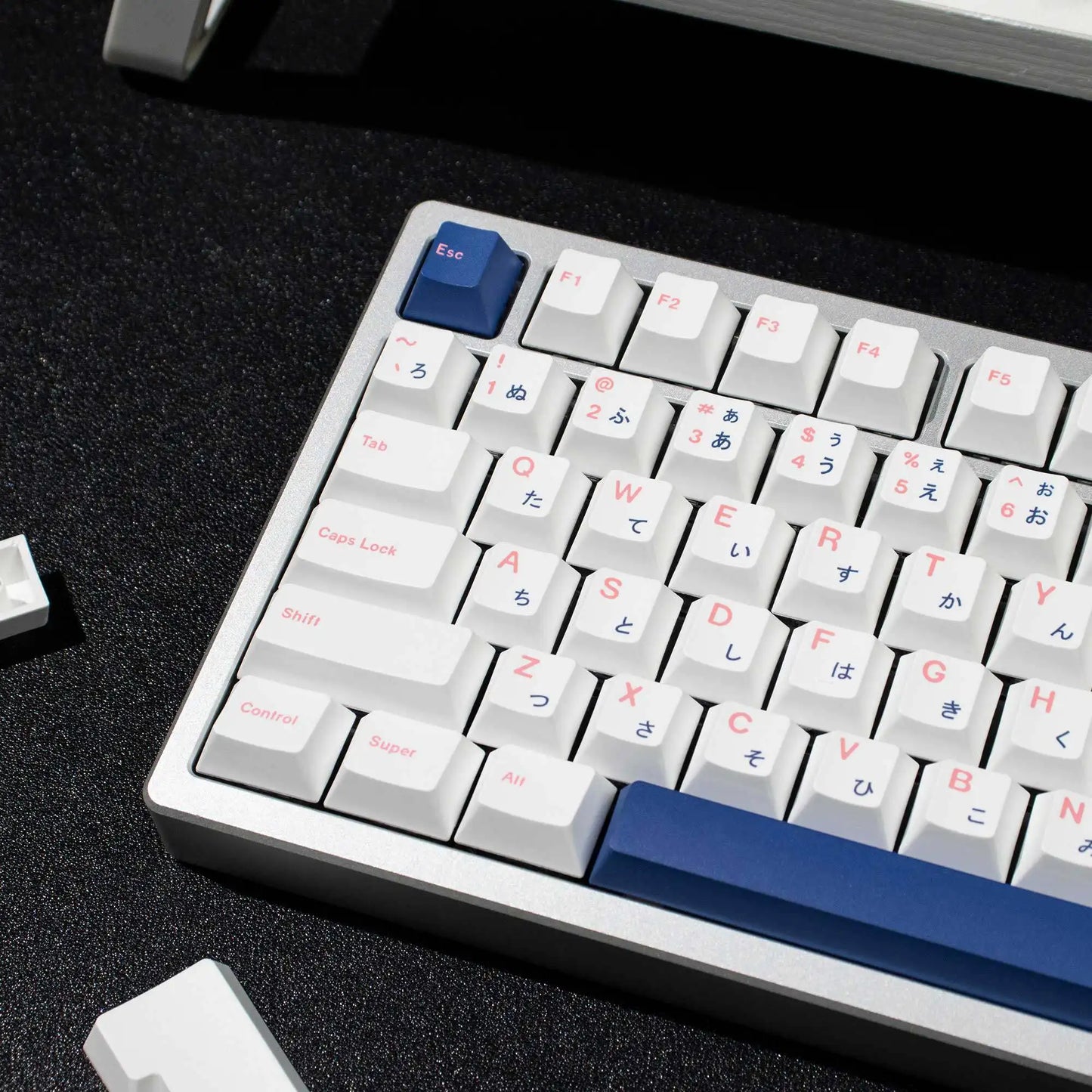 Minimalist White Blue Japanese PBT Keycaps Cherry Profile Dye-Sublimated Keycap Set for Mx Cherry Switch Mechanical Keyboard Kit