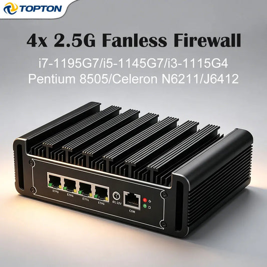 Top Version Fanless Firewall Mini PC Intel i7 i5 i3 8505 J6412 J5005 4x i226-V 2.5G LAN pfSense Proxmox OPNsense Home Server