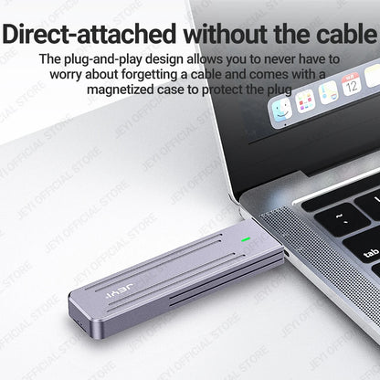 JEYI Direct-attach M.2 NVMe Enclosure, USB-A Plug USB 3.2 10Gbps In-line Aluminum 2242 2280 SSD Case With Magnet Protective Case