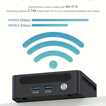 GenMachine AMD Ryzen 7 7840U Mini PC 5.1GHz 28W 8 Core 16 Thread Windows 11 DDR5 24G 6400Mhz 2.5G LAN USB4 WIFI6 Mini Pc Gaming