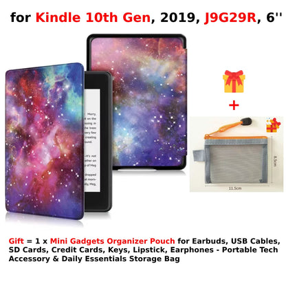 For Kindle 10th Generation Case + Mini Gadgets Organizer Pouch 6'' J9G29R 2019 Leather Cover Auto Wake/Sleep Kindle Skin Funda
