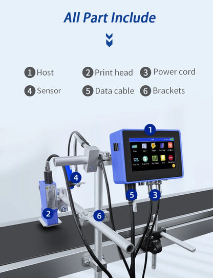 DCODE 130PLUS Industrial Online Inkjet Printer 12.7/25.4mm Nozzle with Plastic Shell QR Barcode Batch Number Logo Date Printer