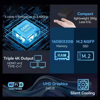 2026 New Powerful Slim Mini PC Core Windows 11 Pro I9‑8950HK 32GB RAM 1TB 2TB SSD WiFi6 BT5.2 4K