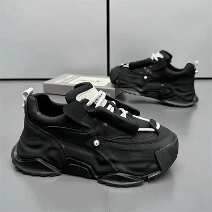 Platform Sneakers for Mens Fashion Designer Casual Leather Shoes for Man Chunky Height Increased Mens Sneakers Zapatillas Hombre