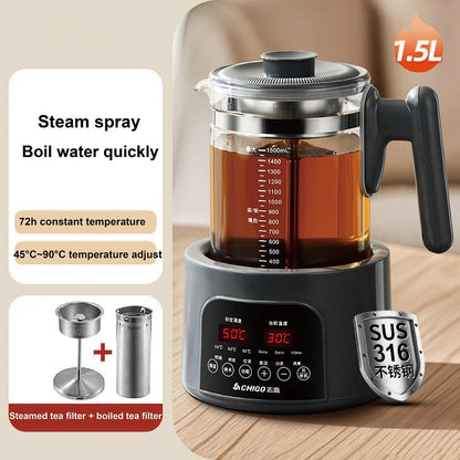 220V Health Kettle Temperature Control Pu'er Steam Teapot Baby 72h Constant Temperature Glass Milk Pot 1.5L Electric Kettle