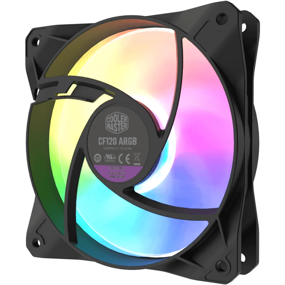 Cooler Master CF120 ARGB Case Fan 5V 3PIN Rifle Bearing 120mm Quiet Black Addressable RGB CPU Cooling Fan