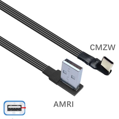 2M 3M USB-C Type C Male straighten/UP Down Angled 90 Degree to USB 2.0 Male Data Cable USB Type-c Flat Cable 0.1m/0.2m/0.5m/1m