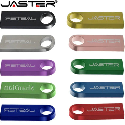 JASTER Metal USB 2.0 Flash Drives 128GB High Speed Pen Drive 64GB 32GB with Key Chain Memory Stick 16GB Creative Gift USB Stick