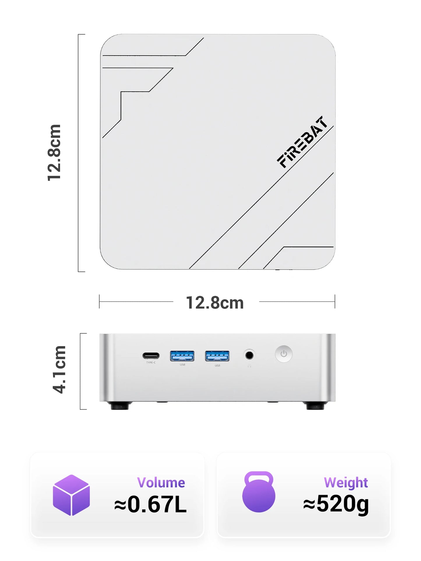 FIREBAT F1 MINI PC AMD Ryzen 7 H255 LPDDR5 16GB RAM 512GB SSD WIFI6 BT5.2 Portable Desktop MINI-PC Windows 11 Desktop Computer