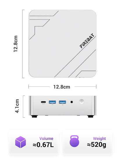FIREBAT F1 MINI PC AMD Ryzen 7 H255 LPDDR5 16GB RAM 512GB SSD WIFI6 BT5.2 Portable Desktop MINI-PC Windows 11 Desktop Computer