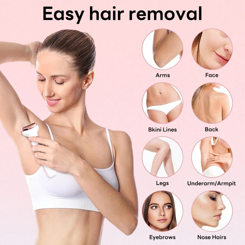 4 In 1 Painless Hair Removal Epilator Rechargeable Trimmer Women Body Razor Face Leg Armpit Bikini Pubic Shaver Hair Remover